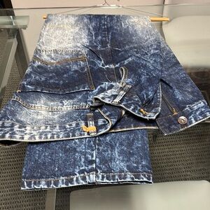Blue Acid Wash Denim Skirt
